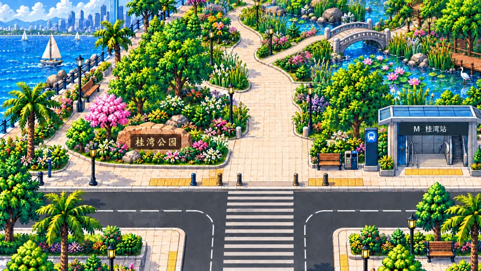 桂湾滨海像素风景